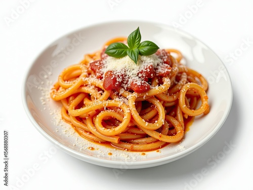 A plate of steaming hot spaghetti generously coated