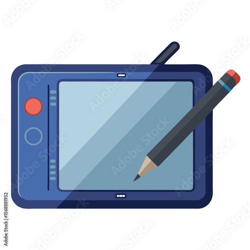 A graphic drawing tablet with a stylus, a symbol of digital art, creativity, and modern technology.