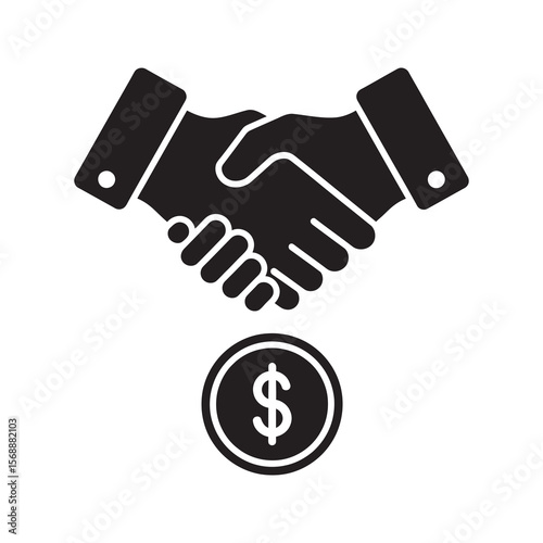 Team handshake solid icon showing two people with a circle of trust for business partnership collaboration meeting and group agreement vector glyph