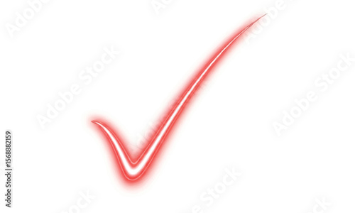 Red check mark glowing effect on white background