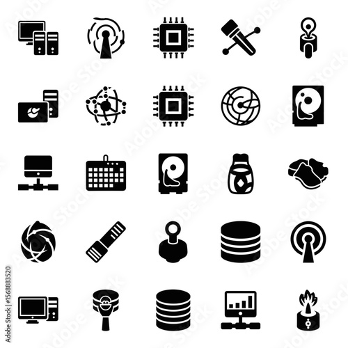 Essential Computer Hardware Icons A Comprehensive Set of Digital Components