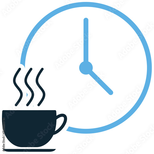 Coffee break icon vector, symbolizing relaxation, refreshment, and a pause from work. Perfect for illustrating office culture, downtime, or a moment to recharge and socialize.