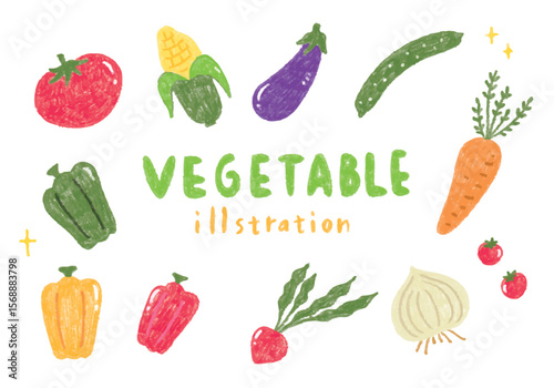 かわいい野菜の手描きイラストセット