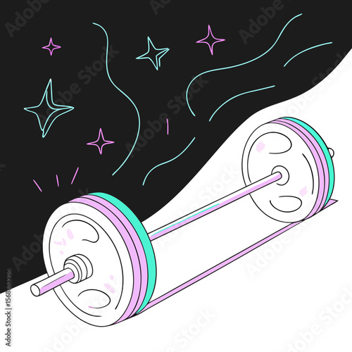 Minimalist glowing outline of a weight plate on a black background  