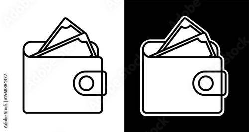 Wallet Icon Simple Line Art Design for Finance and Business