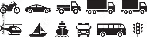 Transportation thin line icons. Editable stroke. Pixel perfect.
