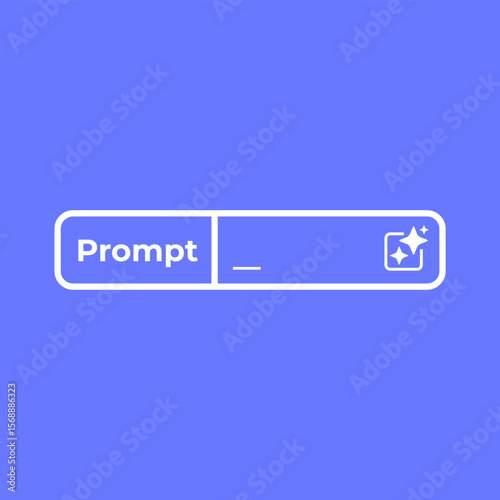 Generative AI prompt bar user interface isolated on blue background.