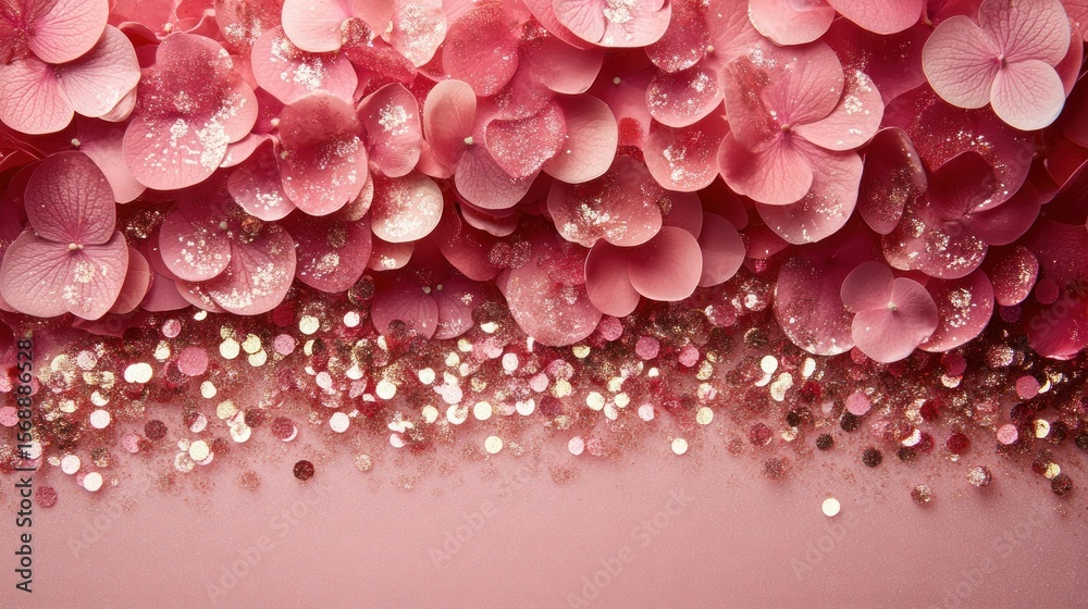 Obraz premium Delicate pink flower petals and glitter
