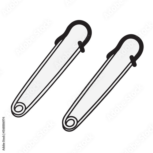 silhouette photo of a safety pin on a white background