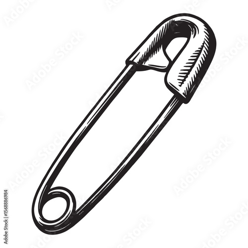 silhouette photo of a safety pin on a white background