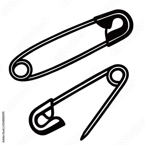 silhouette photo of a safety pin on a white background