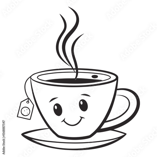 Cute Cartoon Teacup: A Happy Hot Beverage Illustration