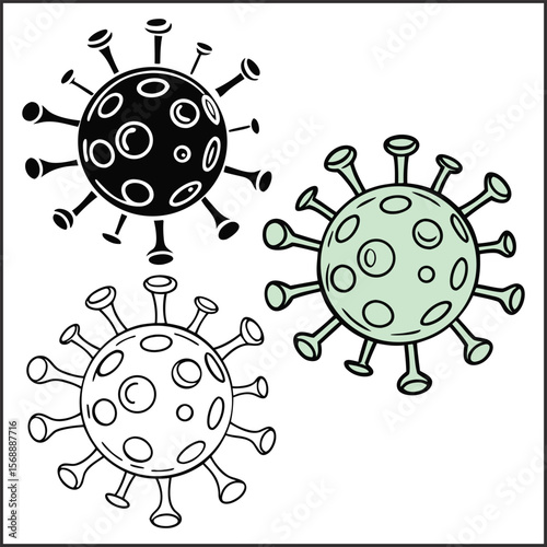 Hand drawn germs cartoon illustration