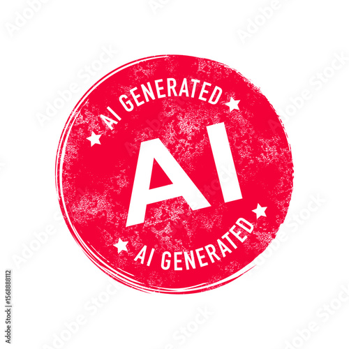 Ai generated red stamp isolated on white background.