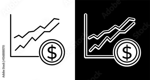 Financial Growth Upward Trend Graph with Dollar Coin Icon