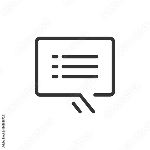 Outline icon of a speech bubble containing horizontal lines representing text or a list of items shown