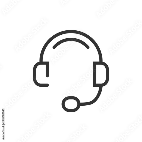 Headset with microphone line art illustration for customer service and communication needs online today exactly