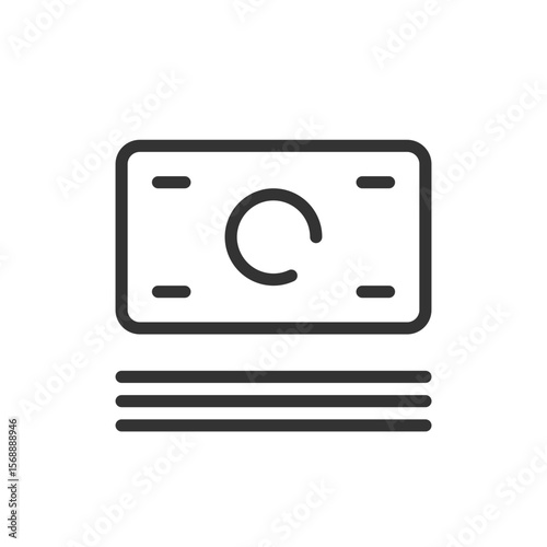 Illustration of a stack of money with a currency symbol and horizontal lines in a minimalist style