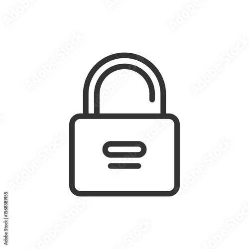 Illustration of a simple padlock with a rounded shackle and a rectangular body design in outline style