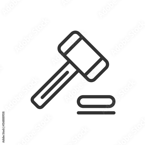 Illustration of a gavel and sound block representing law and order in a minimalist line art style
