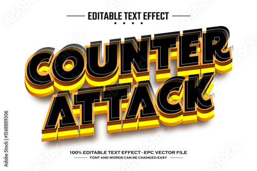 Counter attack 3D editable text effect template