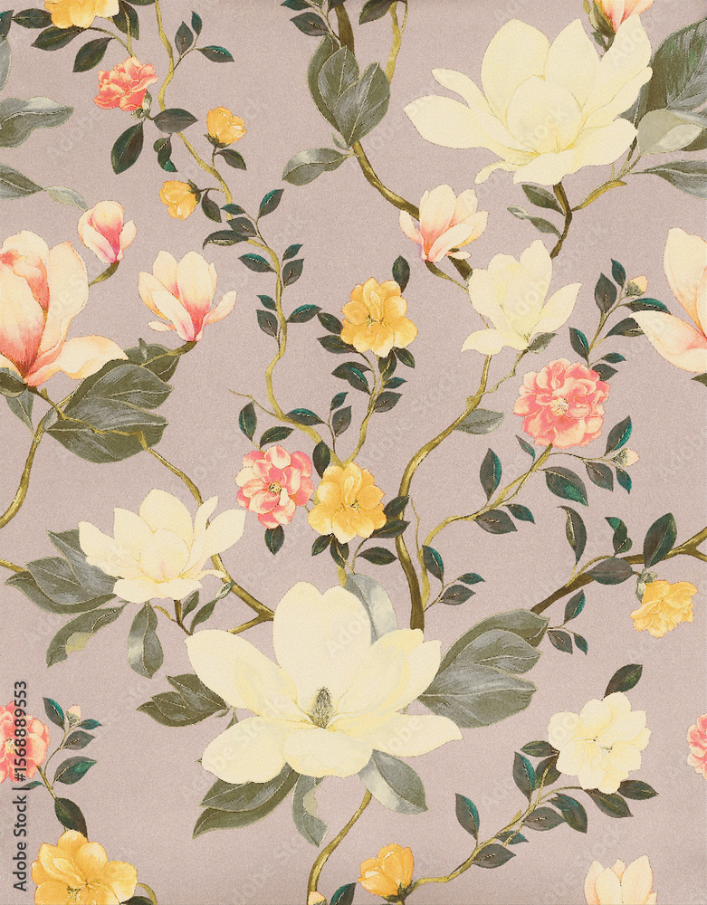 custom made wallpaper toronto digitalAll Over Floral Design with Textured Leaves and Premium Color Coordination