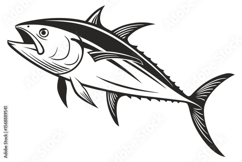 Tuna Fish Vector Illustration – Black on White