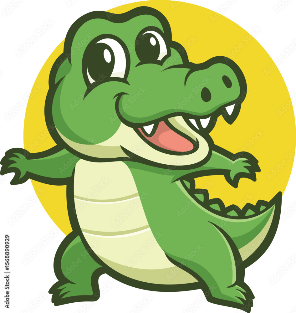 Fototapeta premium cartoon dino animal funny green smile
