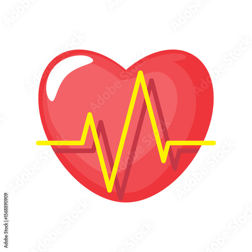 Heart and Electrocardiogram cartoon illustration . CPR and first aid emergency rescue concept . Isolated on white background . Vector .
