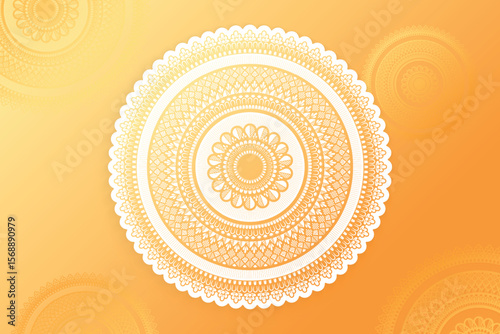 Ethnic Mandala Festive Element Design On Yellow Gradient Background. Vector Illustration For Festival Sale Elements