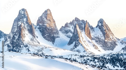 Majestic Snow-Capped Peaks Towering in a Winter Landscape