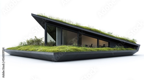 Sustainable Office Building with Green Roof Design in Urban Setting