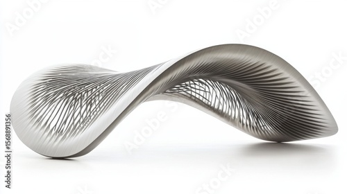 Modern Abstract Steel Bridge Design with Sharp Lines on White Background