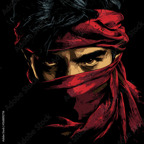 Vector Illustration Ninja Face