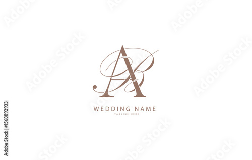 AB BA initial wedding letters logo monogram