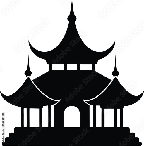 buddhist temple silhouette china style