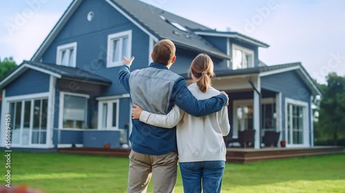 Couple admiring a new house