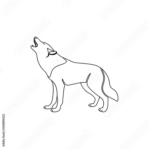 Black outline of a wolf howling from above animal wild