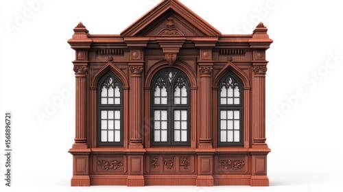 Detailed Victorian Window Frame with Rich Architectural Design
