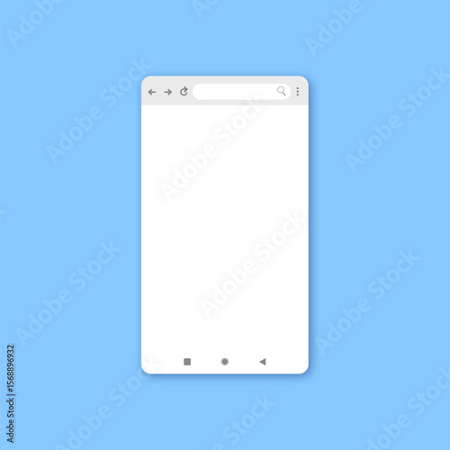 Mobile Browser UI template. Internet page layout, user interface search bar panels and action buttons vector illustration set