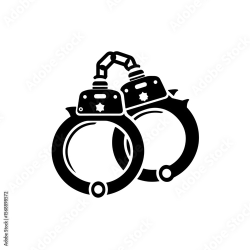 police handcuffs silhouettes, police handcuffs vector