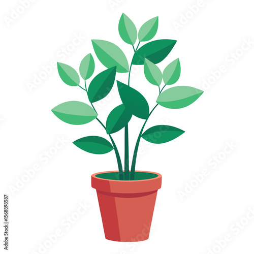 A potted houseplant with lush green leaves, a symbol of nature, home decor, and a healthy living space.
