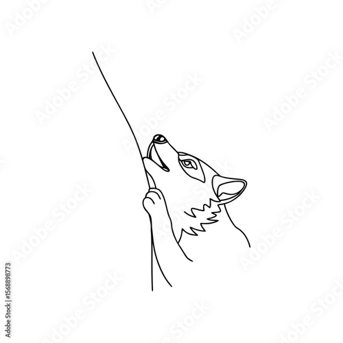 Line art curious wolf head peeking upwards animal wildlife