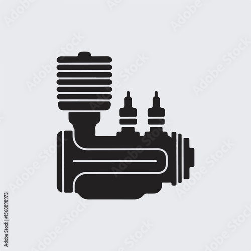 Black and white engine illustration depicting an industrial compressor design for mechanical projects