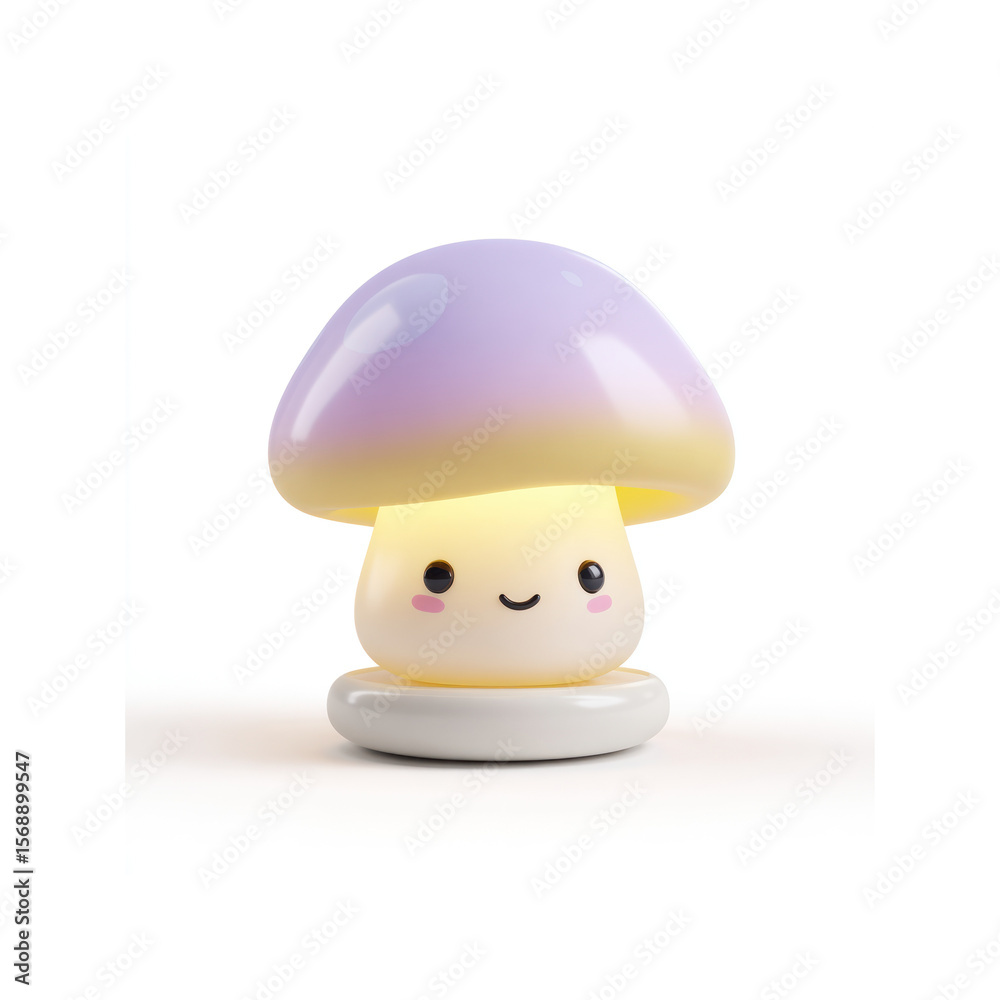 Fototapeta premium Cute purple mushroom lamp