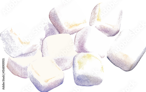 Hot chocolate with marshmallows watercolor  illustration vector isolated on white background