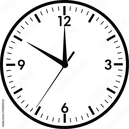 A simple clock face showing the time at ten oclock and thirty five