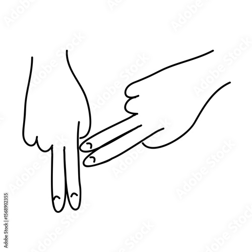 Illustration of two hands interacting with fingers extended in a simple line drawing style art