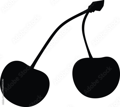 cherries silhouette, cherry fruit black vector, cherries symbol