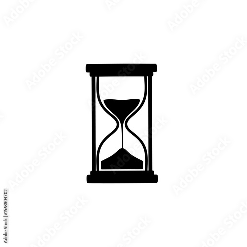 Hourglass icon with sand flowing isolated on white background